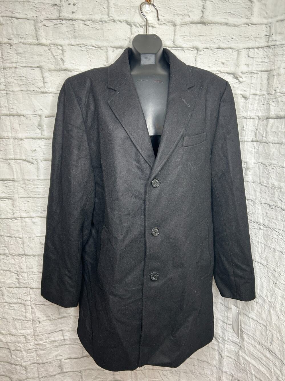 Michael Kors Mens Black Wool Blended Pea Coat Jacket Size Large MX10083